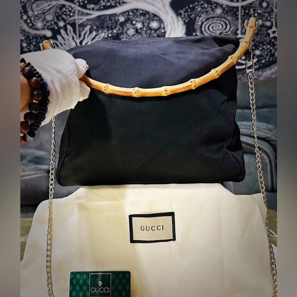 Vintage Gucci soho shoulder bag Black Bag with Bamboo Accent - Picture 16 of 17